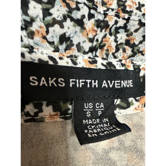 Saks Fifth Avenue Multicolor Floral Long Sleeve V Neck Tiered Mini Dress Size S - Picture 3 of 4